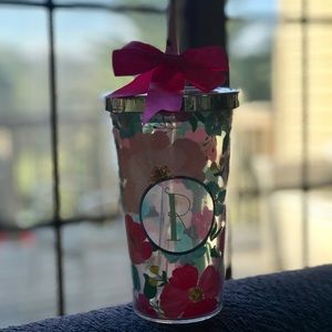 Plastic Monogram “R” Floral Tumbler